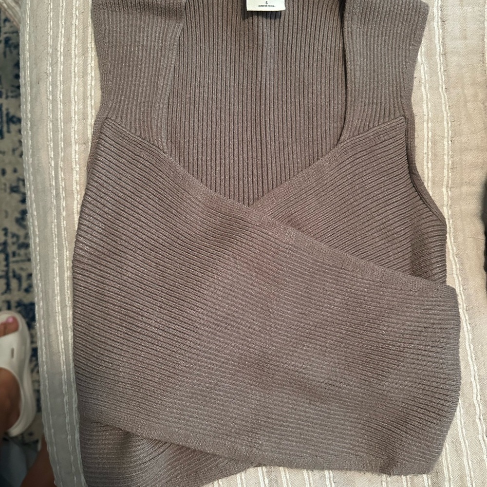 Abercrombie & Fitch Taupe Ribbed Sweater Tank Top